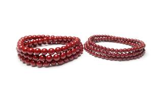 MOUNTAINS AND MANS Cinnabar New Chinese Style Multi Wrap Good Luck Beaded Bracelet Unisex