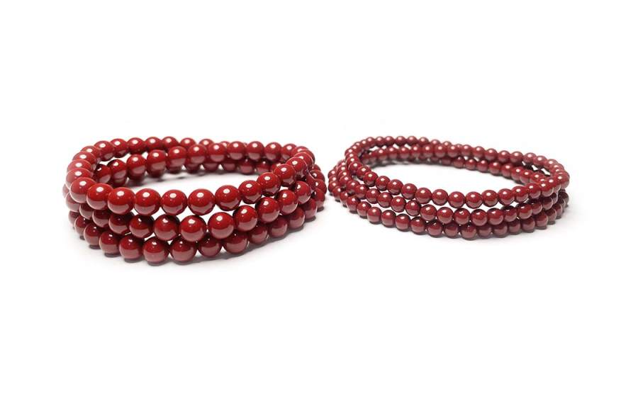 MOUNTAINS AND MANS Cinnabar New Chinese Style Multi Wrap Good Luck Beaded Bracelet Unisex