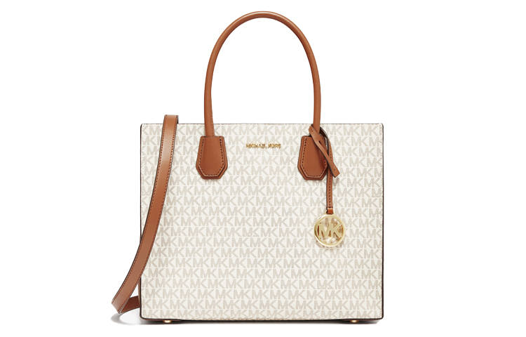 MICHAEL KORS Mercer Cow Leather, Artificial Leather Handbag Large Women's Vanilla White & Brown