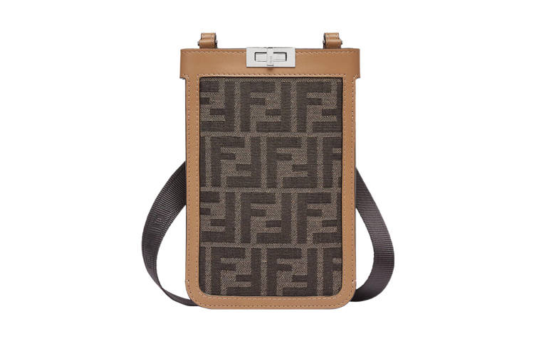 FENDI Peekaboo Cotton Cell Phone Pouch Large Men's Brown