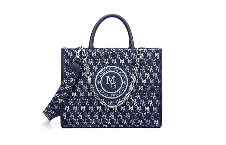 MELLO GOGO Fabric Crossbody Handbag Large Women's Midnight Black/Deep Sea Blue