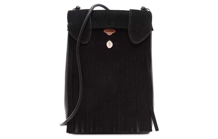 Furla Cow Leather Shoulder Bag, Crossbody Bag Cell Phone Pouch Women's Black