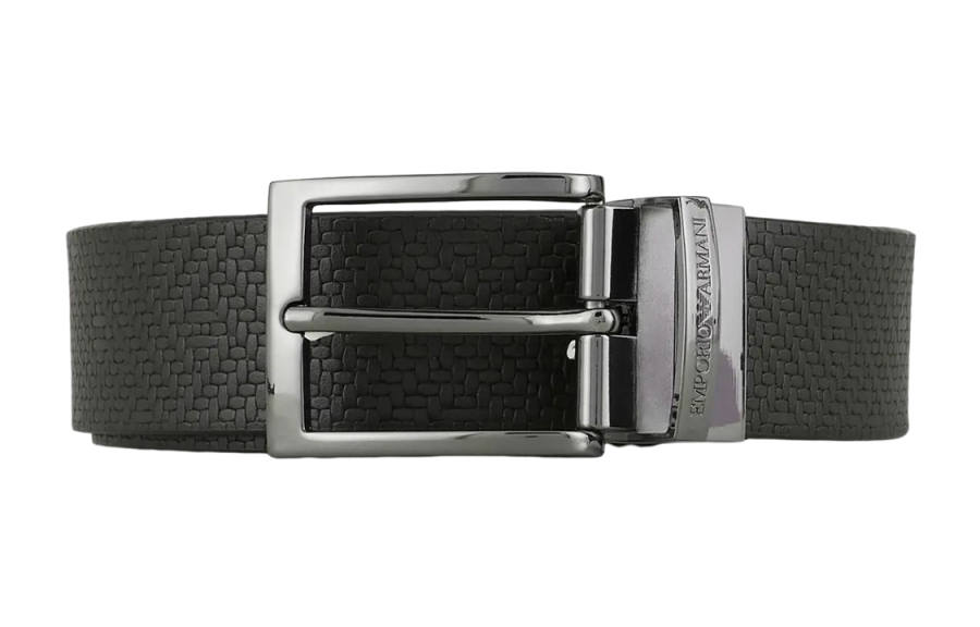 EMPORIO ARMANI Cow Leather Belts Men's Width 3.5cm