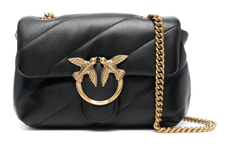 PINKO Puff Sheepskin Crossbody Bag, Shoulder Bag Women's Black