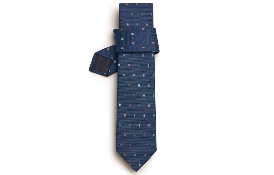 HERMES HERMES Maillons Tie Men's Navy Blue