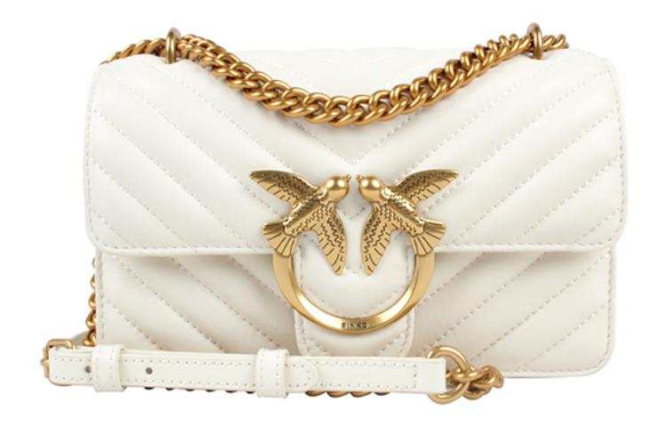 PINKO Sheepskin Swallow Bag, Crossbody Bag, Shoulder Bag Women's White