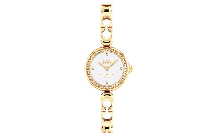 COACH Wrist Watches Quartz Movement Stainless Steel Watchband 28mm Gold Dial Women's Watch 30m Water Resistant
