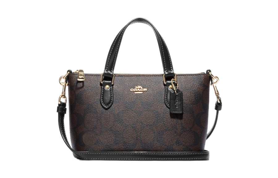COACH COACH Gallery Coated Canvas Handbag Mini Women's Tan