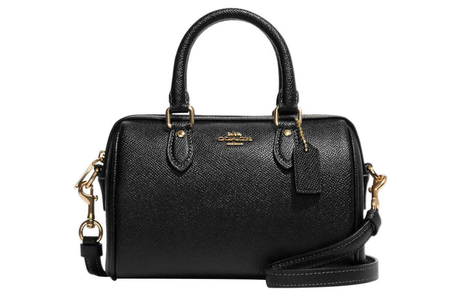 COACH Rowan Cross Grain Leather Shoulder Bag, Crossbody Bag, Handbag Small Women's Black
