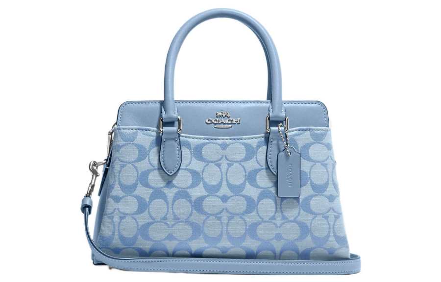 COACH Darcie Canvas With Leather Handbag, Shoulder Bag, Crossbody Bag Medium Women's Cornflower Blue