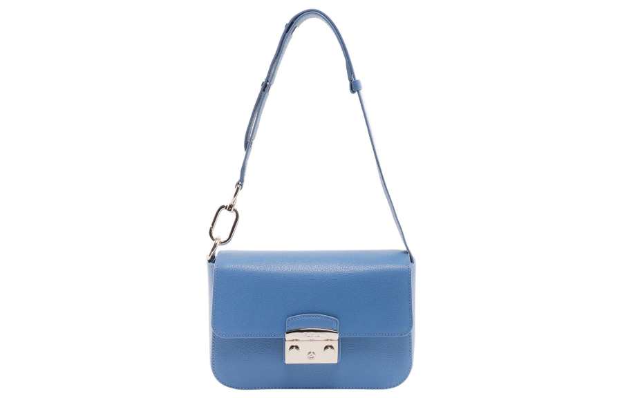 Furla Metropolis Collection Cow Leather Crossbody Bag, Shoulder Bag Women's Blue