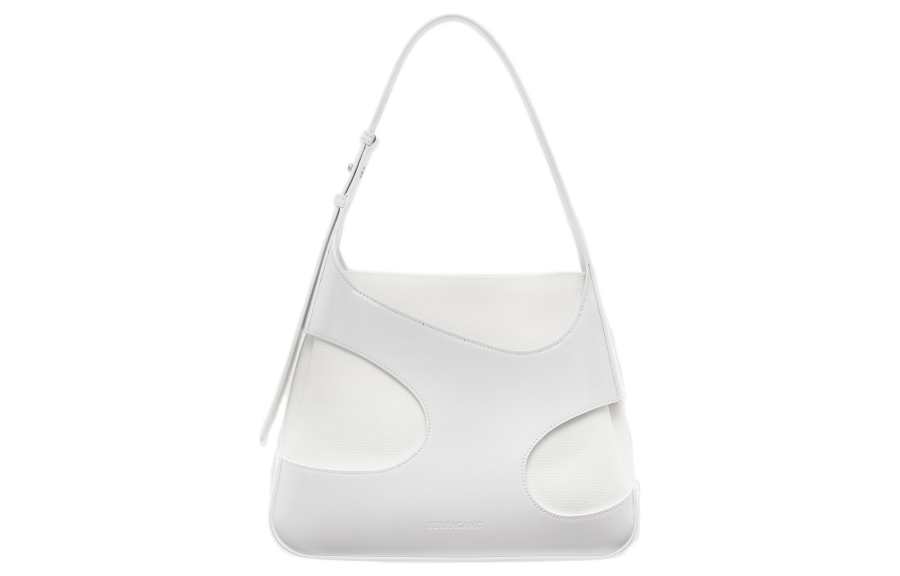 FERRAGAMO Cowhide Patchwork Canvas Hobo Bag, Handbag, Shoulder Bag Women's White