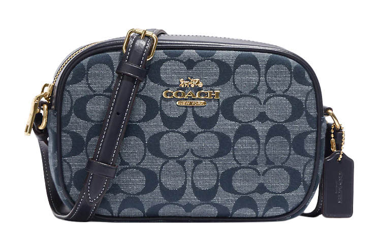 COACH Jamie Chambray With Leather Shoulder Bag, Crossbody Bag Mini Women's Denim Blue