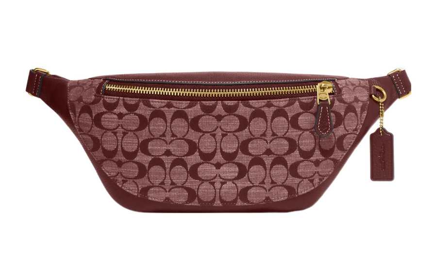 COACH Fabric With Cow Leather Shoulder Bag, Fanny Pack Large Women's Burgundy