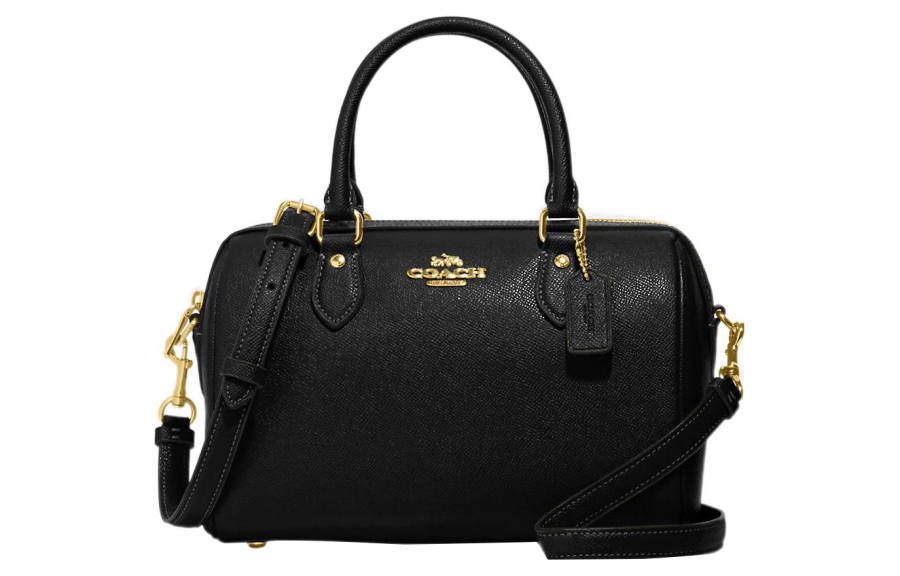 COACH Rowan Cross Grain Leather Shoulder Bag, Crossbody Bag, Handbag Medium Women's Black