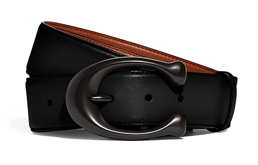COACH COACH Leather Belts Women's Black/Saddle Width 3.8cm