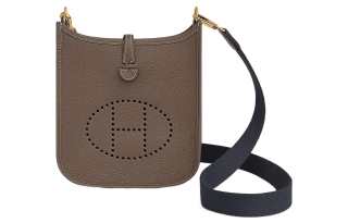 HERMES Evelyne Clemence Cow Leather Crossbody Bag, Shoulder Bag 16 Women's 18 Etoupe Elephant Gray