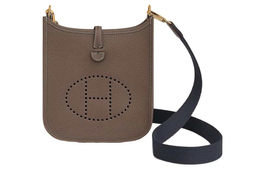 HERMES HERMES Evelyne Clemence Cow Leather Crossbody Bag, Shoulder Bag 16 Women's 18 Etoupe Elephant Gray