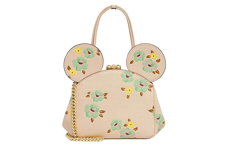 COACH X Disney Collaboration Kisslock Cow Leather Shoulder Bag, Crossbody Bag, Handbag Women's Ivory White