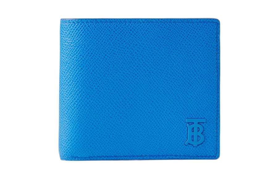 Burberry Grain Leather Card Holder Wallet Men's Blue