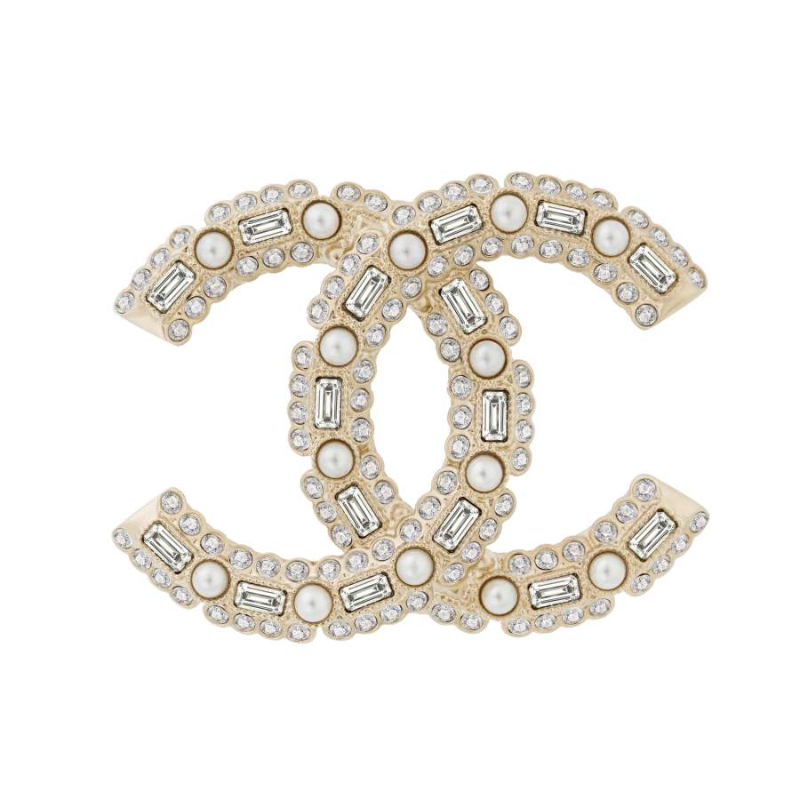 CHANEL Colored Glaze Rhinestone Brooches Women's Gold