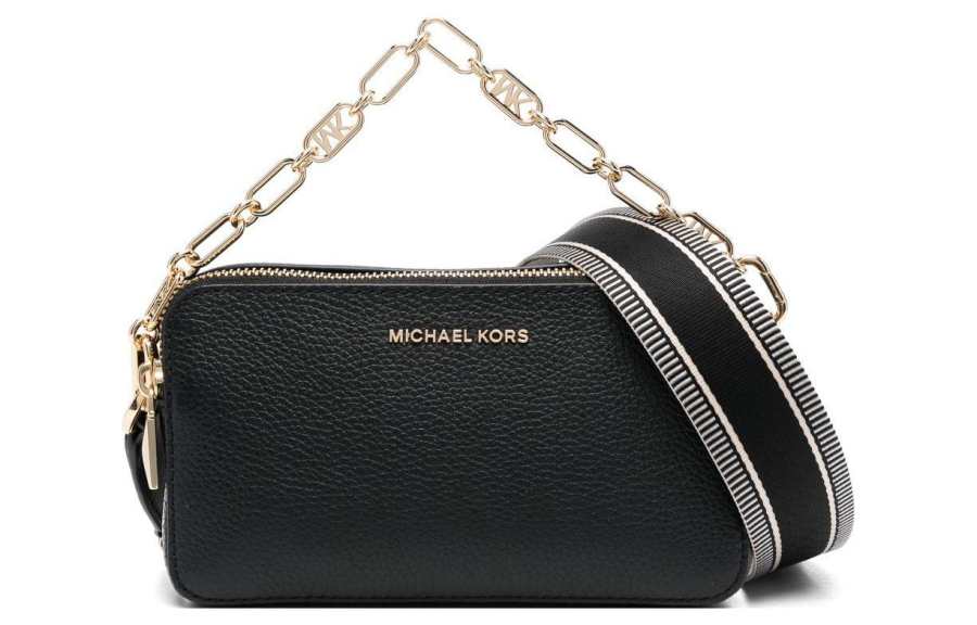 MICHAEL KORS Jet Set Pebbled Leather Camera Bag, Shoulder Bag, Crossbody Bag Small Women's Black