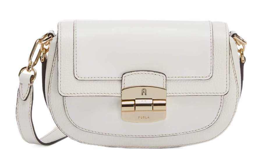 Furla Club 2 Calfskin Saddle Bag, Shoulder Bag Small Women's White