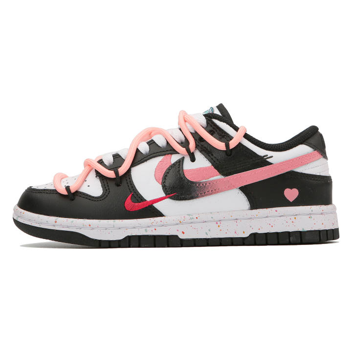 Nike Nike Dunk Low Multi Color Swoosh Low top Skateboard Shoes Women's Black White Pink
