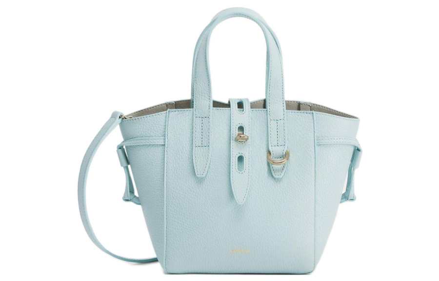 Furla Net Collection Cow Leather Basket Bag, Shoulder Bag, Crossbody Bag, Handbag Mini Women's Mint Blue