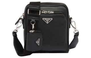 PRADA Leather Crossbody Bag, Shoulder Bag Men's Black