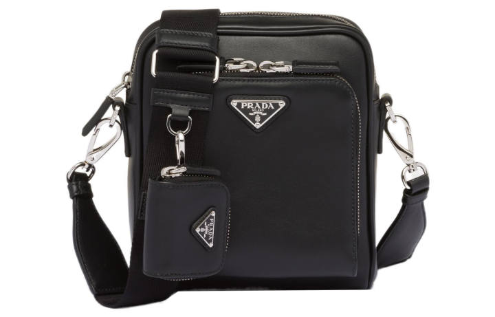 PRADA PRADA Leather Crossbody Bag, Shoulder Bag Men's Black