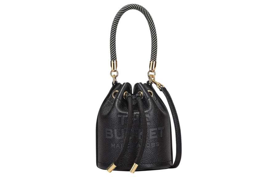 MARC JACOBS Full Grain Leather Bucket Bag, Handbag, Shoulder Bag, Crossbody Bag Mini Women's Black