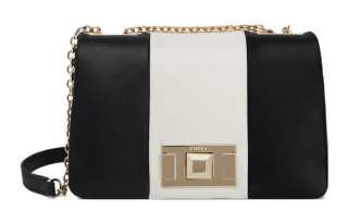 Furla Leather Shoulder Bag, Crossbody Bag Mini Women's Black & White