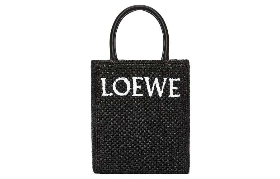 LOEWE Raffia Fiber Handbag Regular Women's Black/White