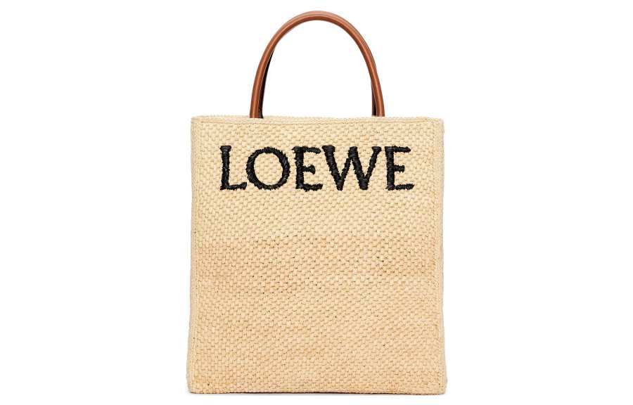 LOEWE Straw Woven Tote Bag, Shopping Bag, Handbag Women's Natural/Black