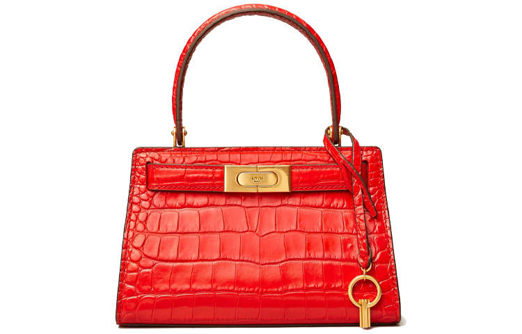 TORY BURCH Lee Radziwill Leather Handbag, Shoulder Bag, Crossbody Bag Small Women's Red