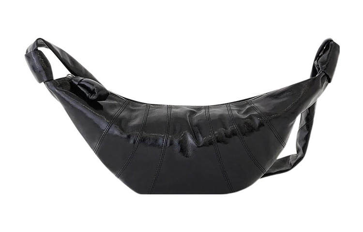 Lemaire Croissant Cotton Crossbody Bags Medium Unisex Black