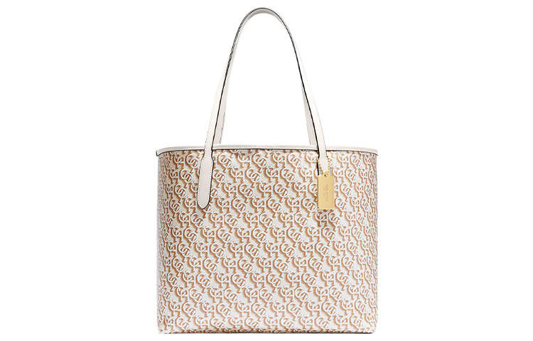 COACH City Artificial Leather Tote Bag, Shopping Bag, Handbag, Shoulder Bag Large Women's Chalk White
