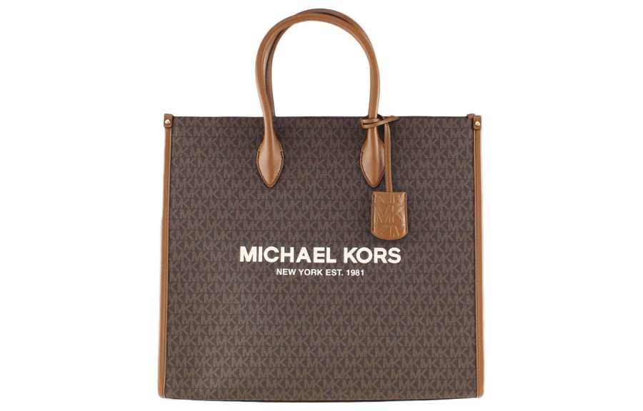 MICHAEL KORS Mirella Polyurethane Tote Bag, Shopping Bag, Handbag Large Women's Brown