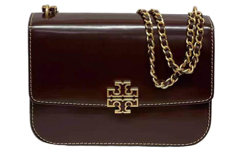 TORY BURCH Britten Cow Leather Crossbody Bag, Shoulder Bag Women's Dark Brown