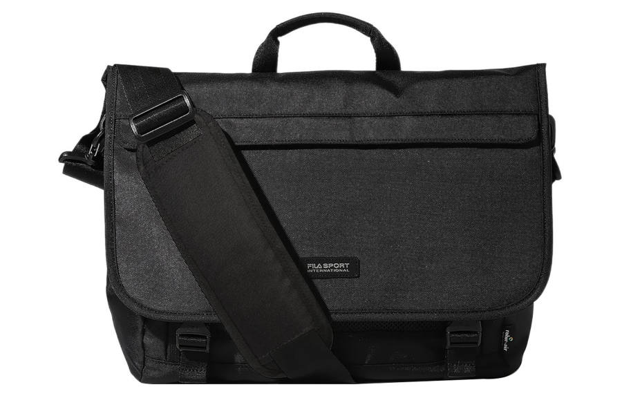 FILA Nylon Messenger Bag, Shoulder Bag, Crossbody Bag, Handbag Regular Unisex Black