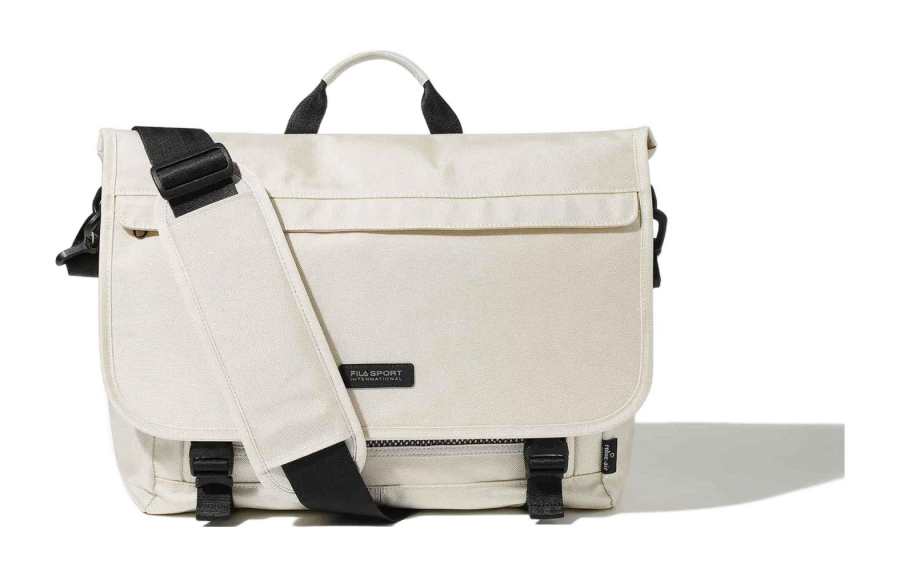 FILA Nylon Messenger Bag, Shoulder Bag, Crossbody Bag Regular Unisex Beige