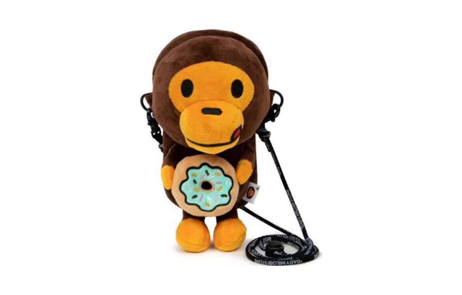 A BATHING APE BAPE Baby Milo Sta Plush Mobile Phone Pouch Brown
