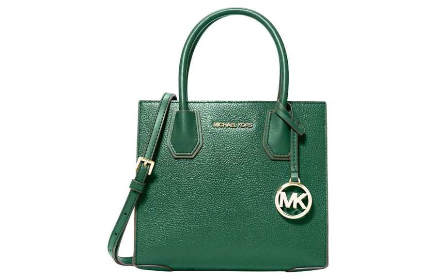 MICHAEL KORS Mercer Pebbled Leather Sheet Music Bag, Shoulder Bag, Crossbody Bag, Handbag Medium Women's Jewelry Green