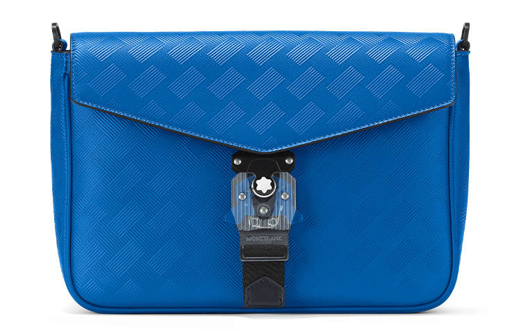MONTBLANC Leather Shoulder Bag, Crossbody Bag Men's Blue