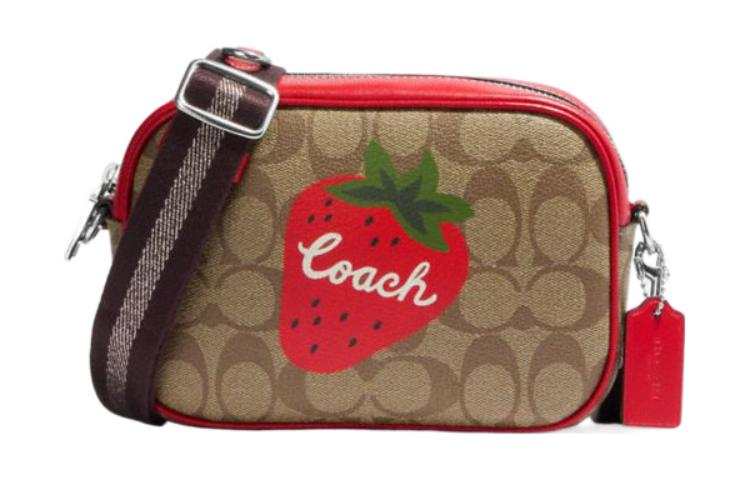COACH PVC Camera Bag, Shoulder Bag Mini Women's Red & Brown