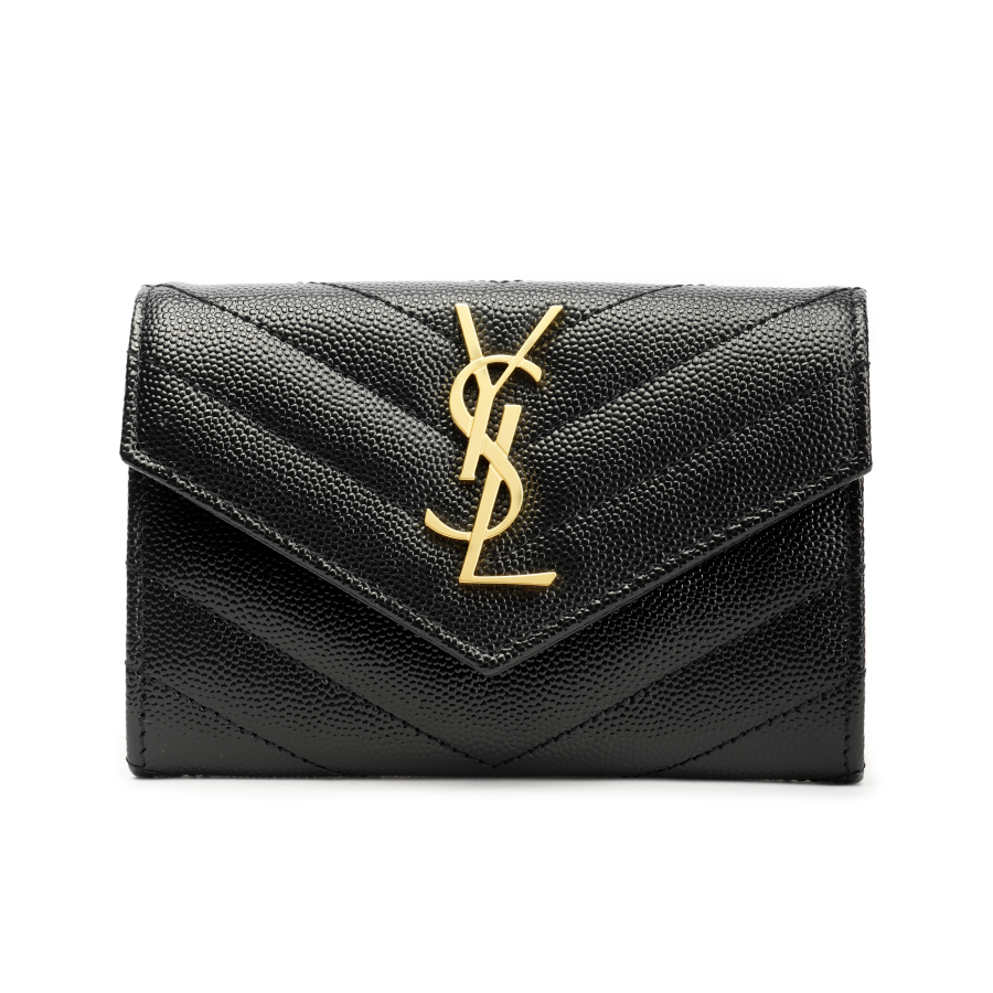 SAINT LAURENT SAINT LAURENT Cassandre Grain De Poudre Envelope Wallet Small Noir