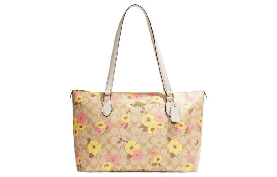 COACH Gallery With Cow Leather Tote Bag, Shopping Bag, Shoulder Bag, Handbag Large Women's Khaki