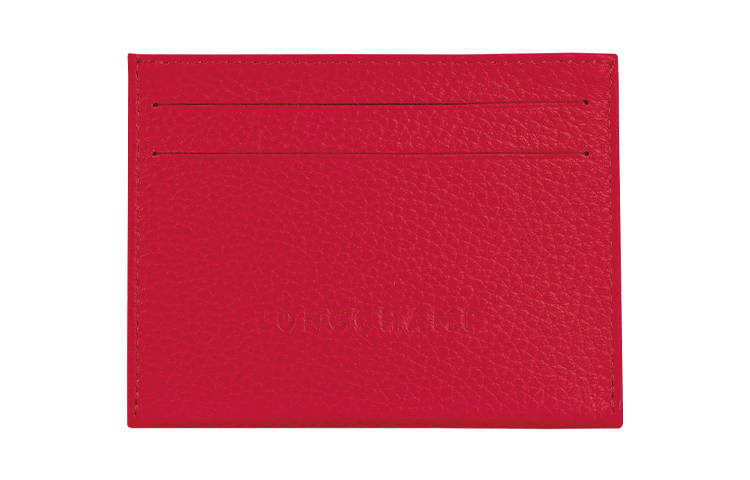 LONGCHAMP Cow Leather Wallet, Card Holder Regular Women's Red