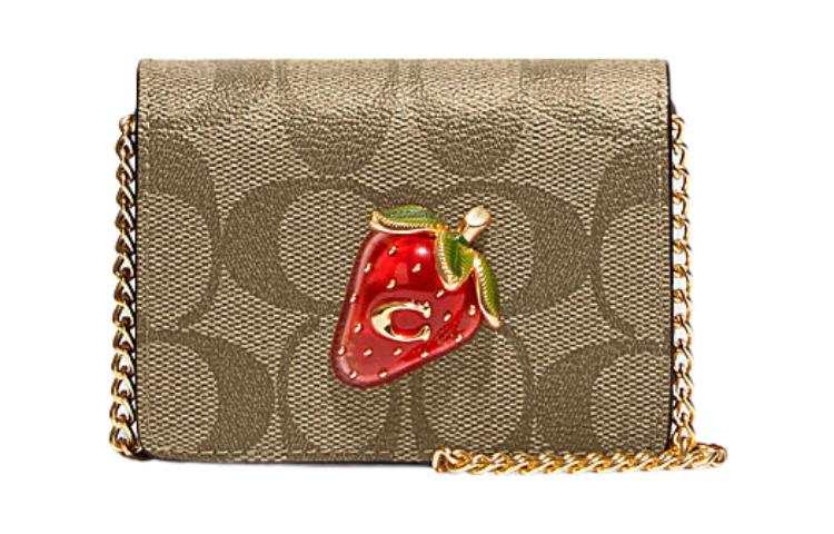 COACH Cow Leather Shoulder Bag, Crossbody Bag, Wallet Mini Women's Brown & Red